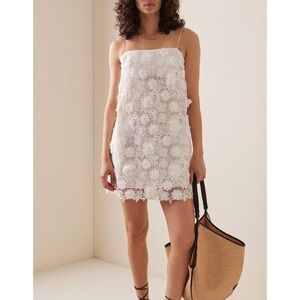 NWT Zimmermann Raie Floral Appliqué White Lace Mini Dress [US size 6-8]